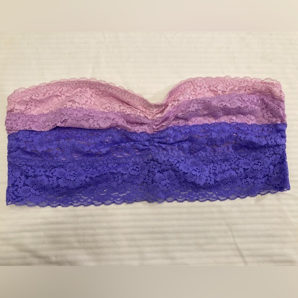 PINK Victoria’s Secret Lavender Purple & Light Pink Lace Bandeau Size Large NWOT - Picture 2 of 11